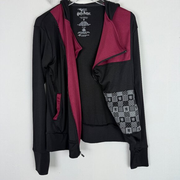 Wizarding World of Harry Potter Gryffindor Asymmetrical Zip Hooded Jacket Medium - Picture 7 of 13